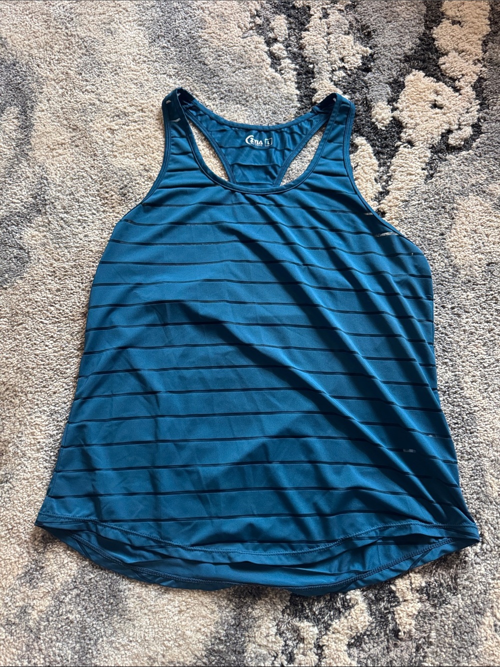 ZYIA Teal Striped Racerback Tank Top